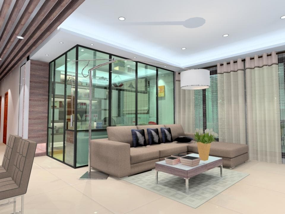 這張照片是一間現代化的客廳,裡面有一個舒適的沙發,可以放鬆地看電視,或與朋友和家人聊天。